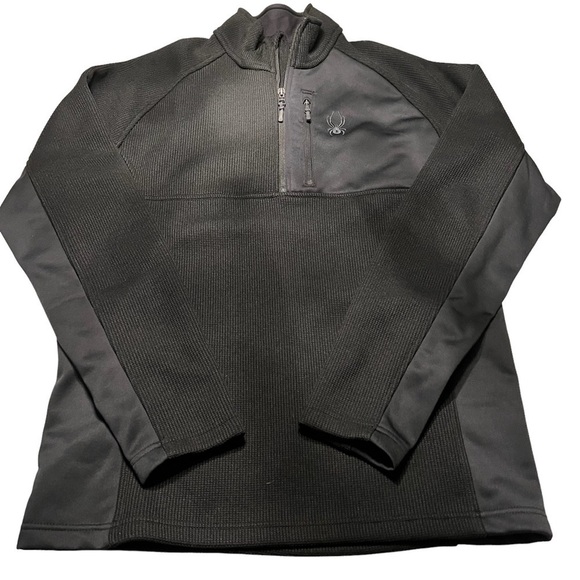 SPYDER Men’s Outbound 1/4 Half Zip Midweight Core Sweater Black Size Large - Picture 1 of 5